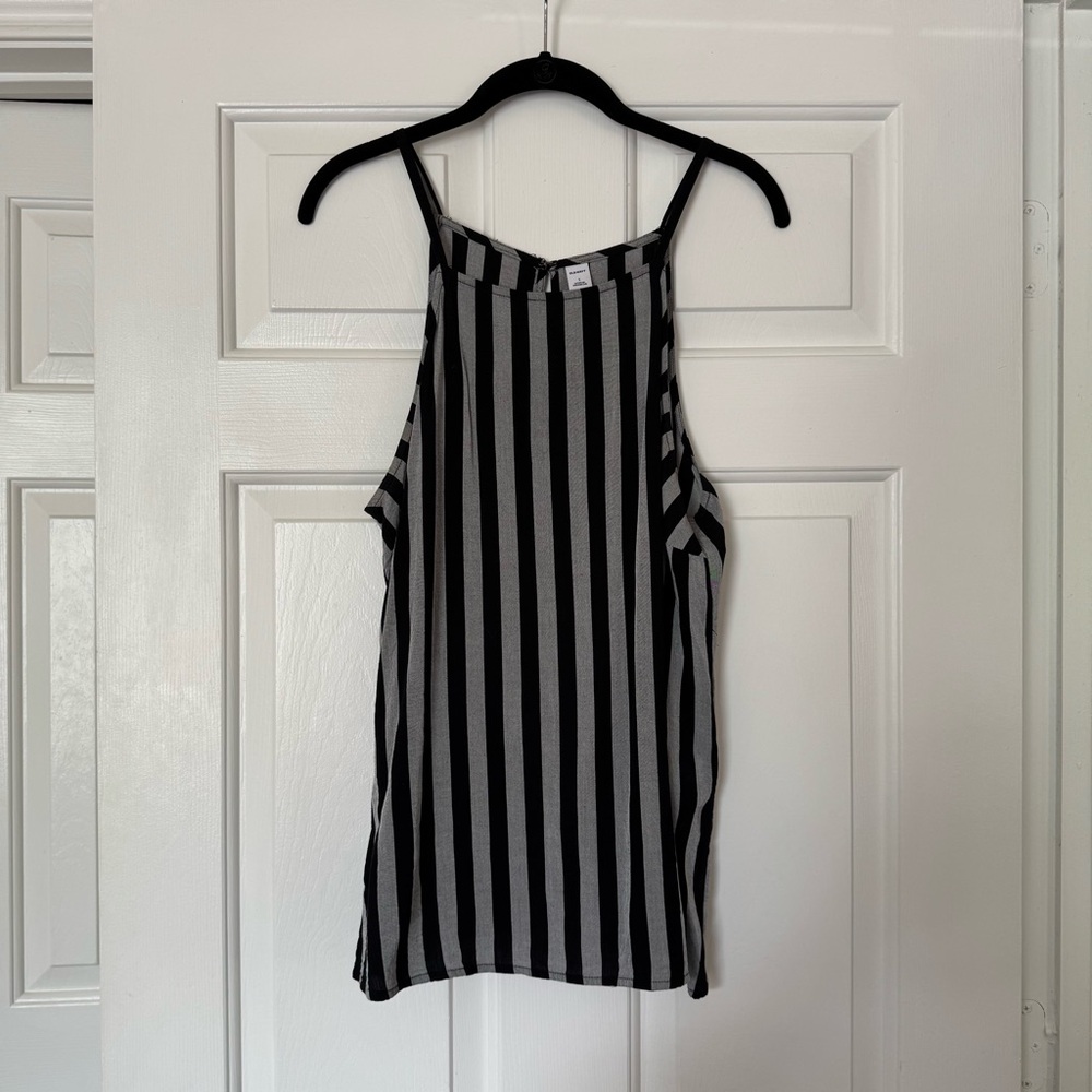Old Navy Black Grey Striped Tank Top